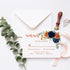 Orange & Navy Blue Peony & Rose Floral Acrylic Wedding Invitation CWIA177